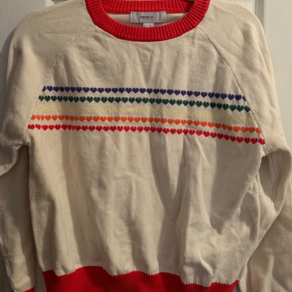 Forever 21 Rainbow Hearts Sweater